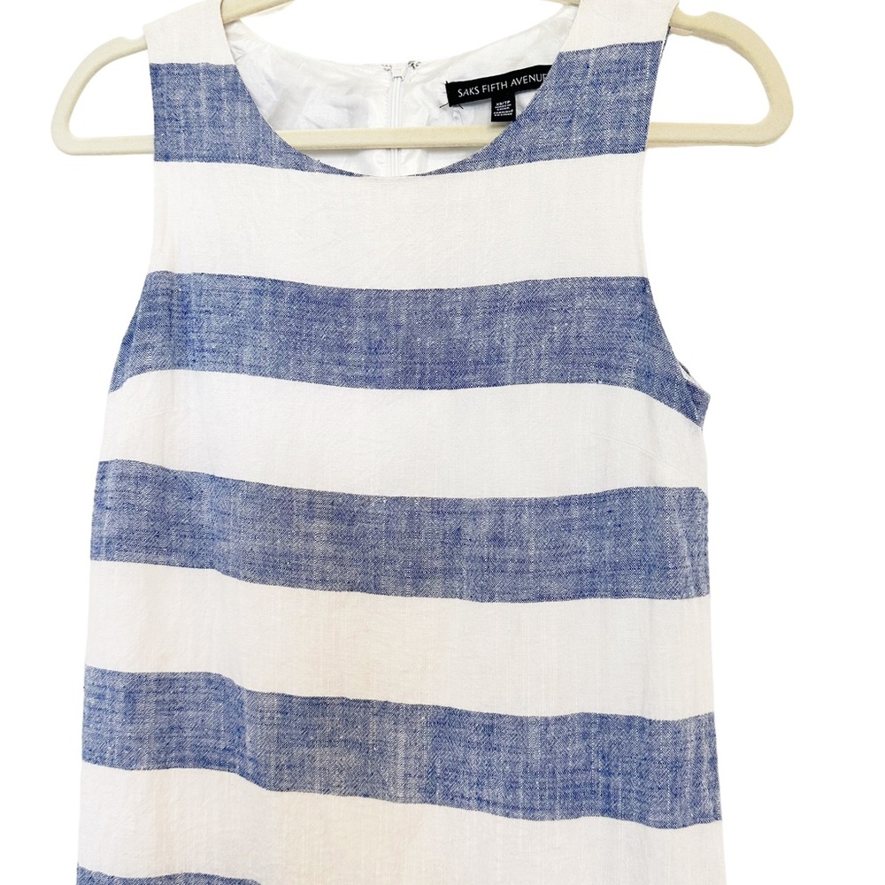 Saks Fifth Avenue Linen Striped Sheath Dress Preppy XS - Picture 6 of 10